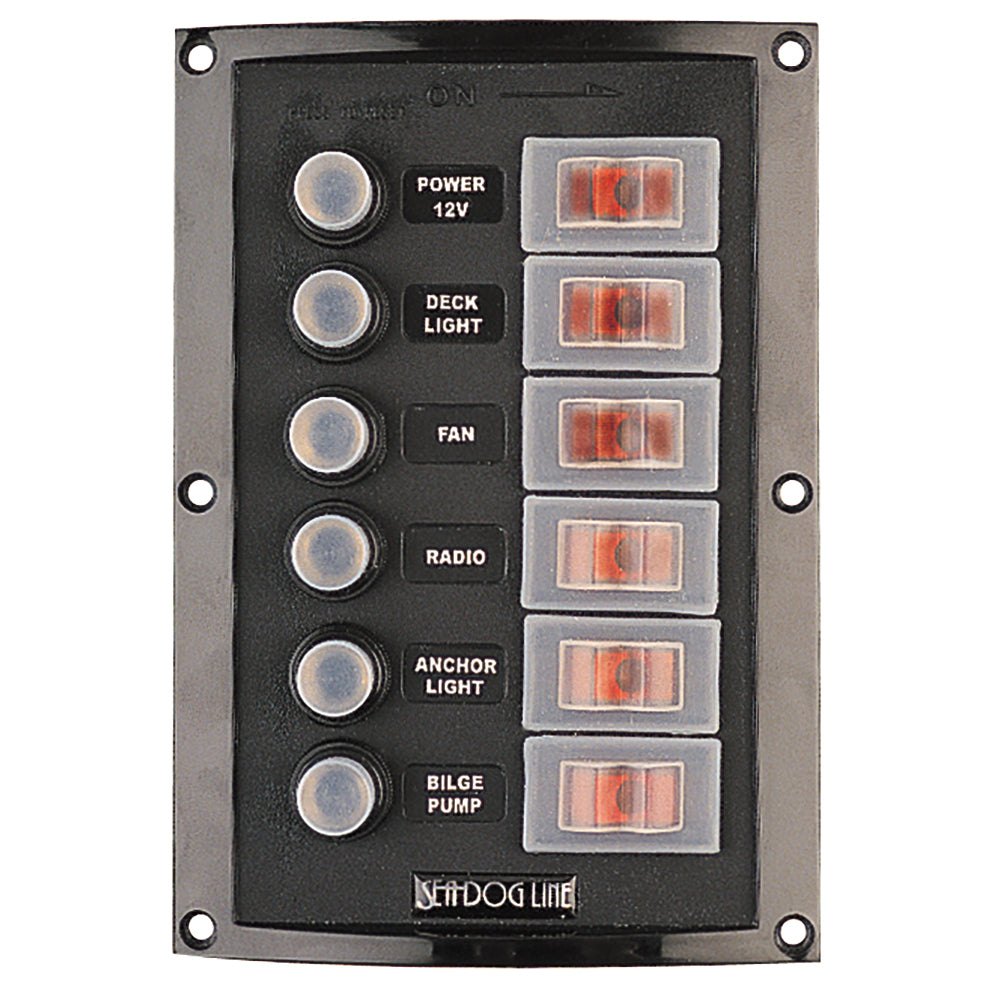 Sea-Dog Splash Guard Circuit Breaker Panel - 6 Circuit [424806-1]