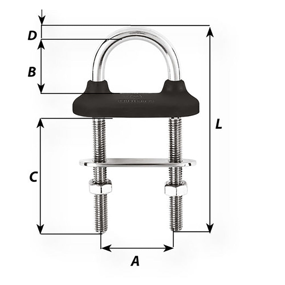 Wichard Black Watertight U-Bolt - 8mm Diameter - 5/16" - 100mm Length - 3-5/16" [65441]